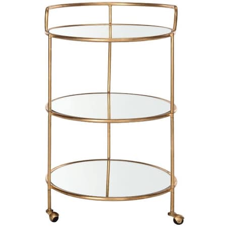 Safavieh Dulcinea Bar Cart- Gold and Mirror Top - 35 x 26 x 26 in. FOX2554B